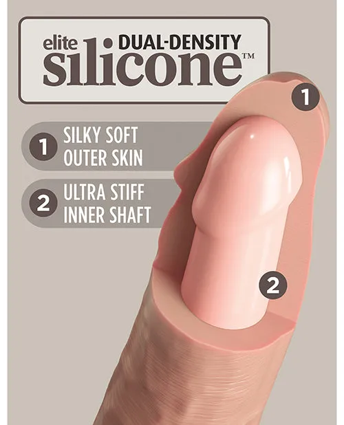King Cock Elite Dual Density Vibrating Rechargeable Silicone Dildo with Remote Control 7in Vanilla King Cock Female Sex Toys