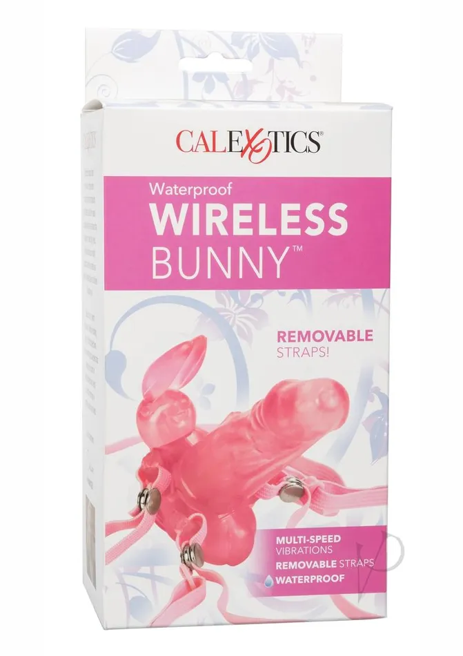 Kiss Vibes Vibrators Waterproof Wireless Bunny with Removeable Straps Pink