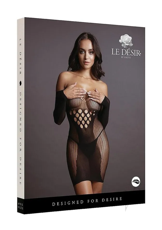 Le Desir Le Desir Long Sleeved Mini Dress OS Black Anal