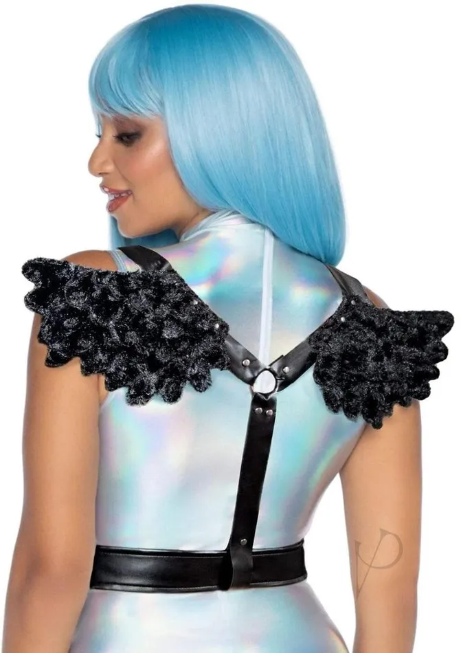 Leg Avenue Anal Leg Avenue Furry Angel Wing Body Harness OS Black