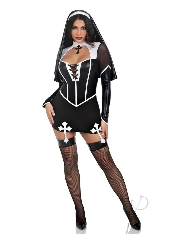 Leg Avenue Anal Leg Avenue Holy Hottie Set Boned Garter Dress with Cross Accents and Nun Habit 2 Piece Medium BlackWhite Leg Avenue Anal Leg Avenue Holy Hottie Set Boned Garter Dress with Cross Accents and Nun Habit 2 Piece Medium BlackWhite