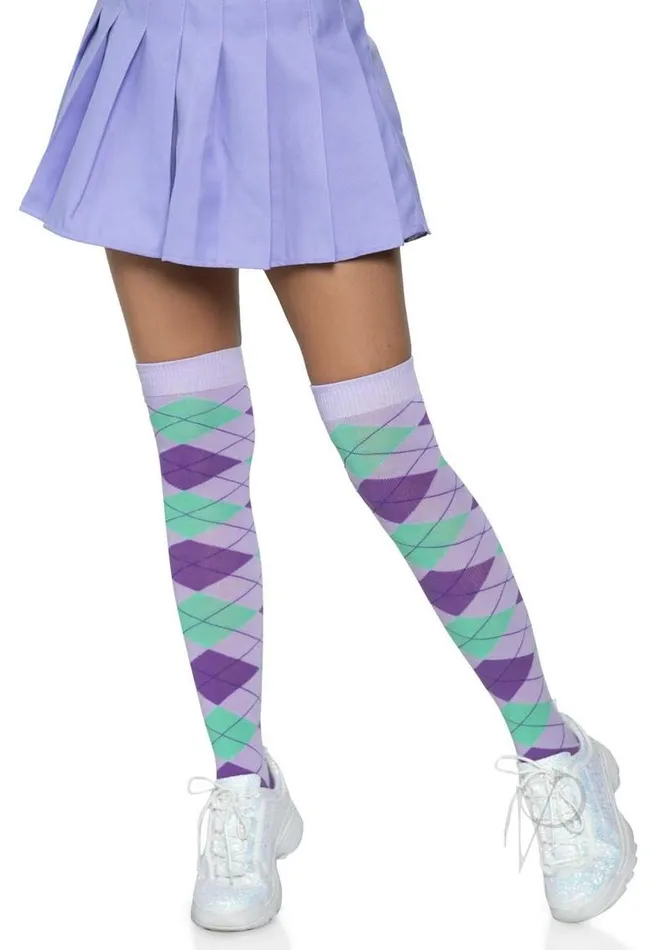 Leg Avenue Dildos Leg Avenue Argyle Knit Over The Knee Socks OS Lavender