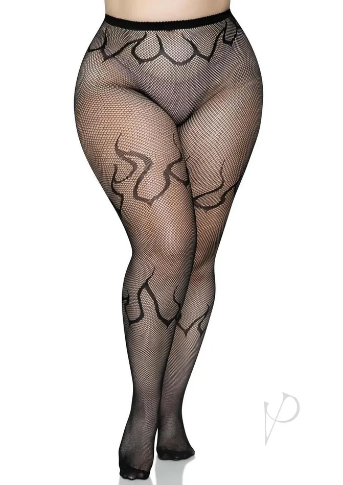 Leg Avenue Flame Net Tights 1X2X Black Leg Avenue Anal