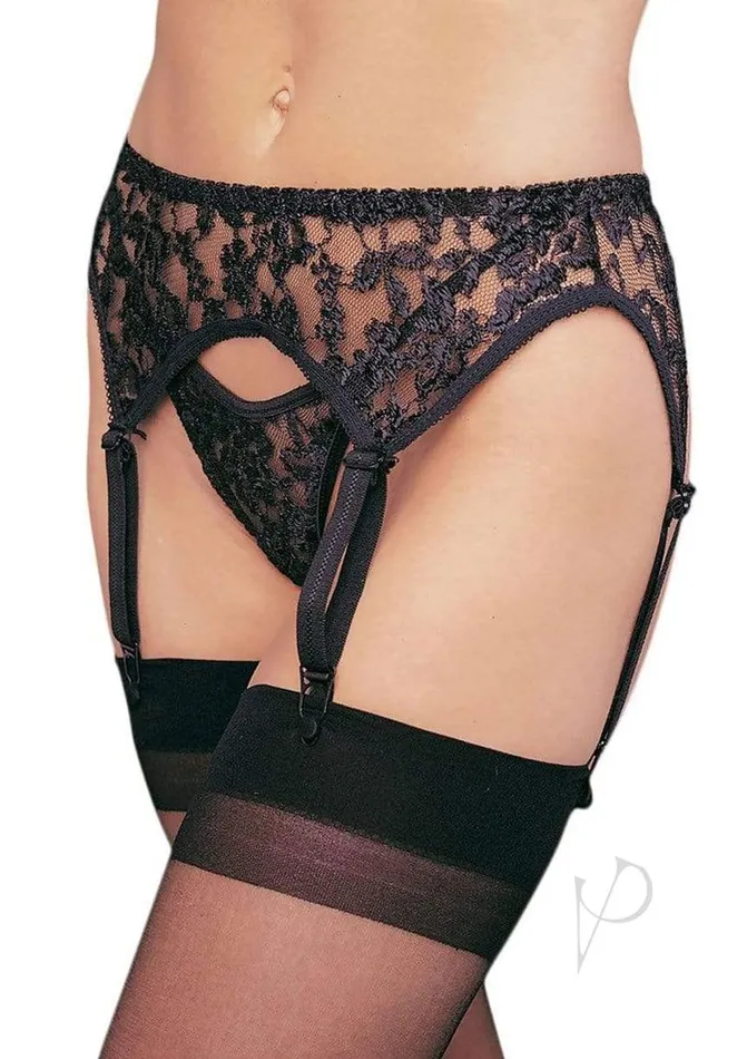 Leg Avenue Teddies And Bodies Leg Avenue Lace Garter Belt with Thong 2 piece Plus Size Black