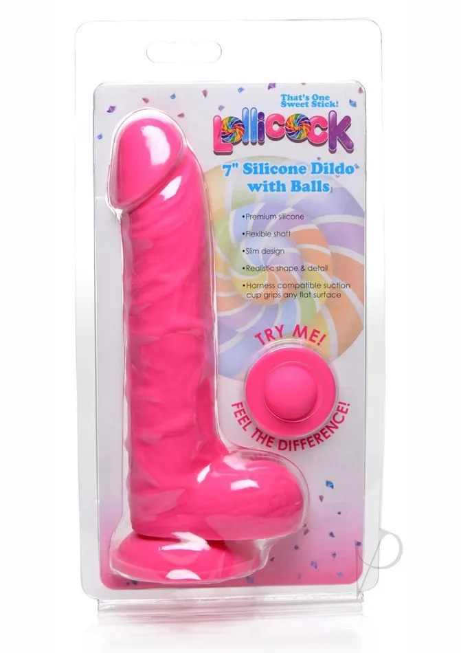 Lollicock Lollicock Silicone Dildo with Balls 7in Cherry Female Sex Toys