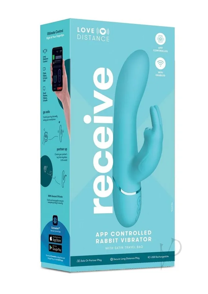 Love Distance Vibrators Love Distance Receive App Controlled Silicone Rechargeable Rabbit Vibrator Teal Love Distance Vibrators Love Distance Receive App Controlled Silicone Rechargeable Rabbit Vibrator Teal