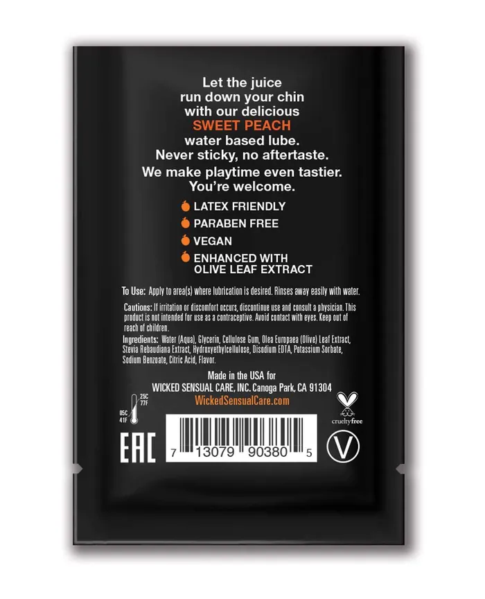 Lubricants Wicked Sensual Care Wicked Sensual Care Water Based Lubricant 1 oz Sweet Peach Lubricants Wicked Sensual Care Wicked Sensual Care Water Based Lubricant 1 oz Sweet Peach