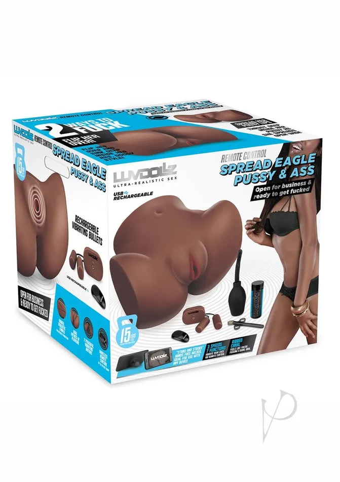 Luv Dollz Male Sex Toys LuvDollz Remote Controlled Spread Eagle Vibrating Rechargeable Masturbator with Bullets and Remote Control Pussy and Ass Chocolate Luv Dollz Male Sex Toys LuvDollz Remote Controlled Spread Eagle Vibrating Rechargeable Masturbator with Bullets and Remote Control Pussy and Ass Chocolate