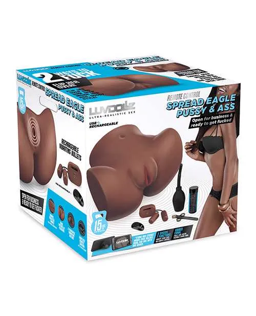 Luv Dollz Male Sex Toys LuvDollz Remote Controlled Spread Eagle Vibrating Rechargeable Masturbator with Bullets and Remote Control Pussy and Ass Chocolate Luv Dollz Male Sex Toys LuvDollz Remote Controlled Spread Eagle Vibrating Rechargeable Masturbator with Bullets and Remote Control Pussy and Ass Chocolate