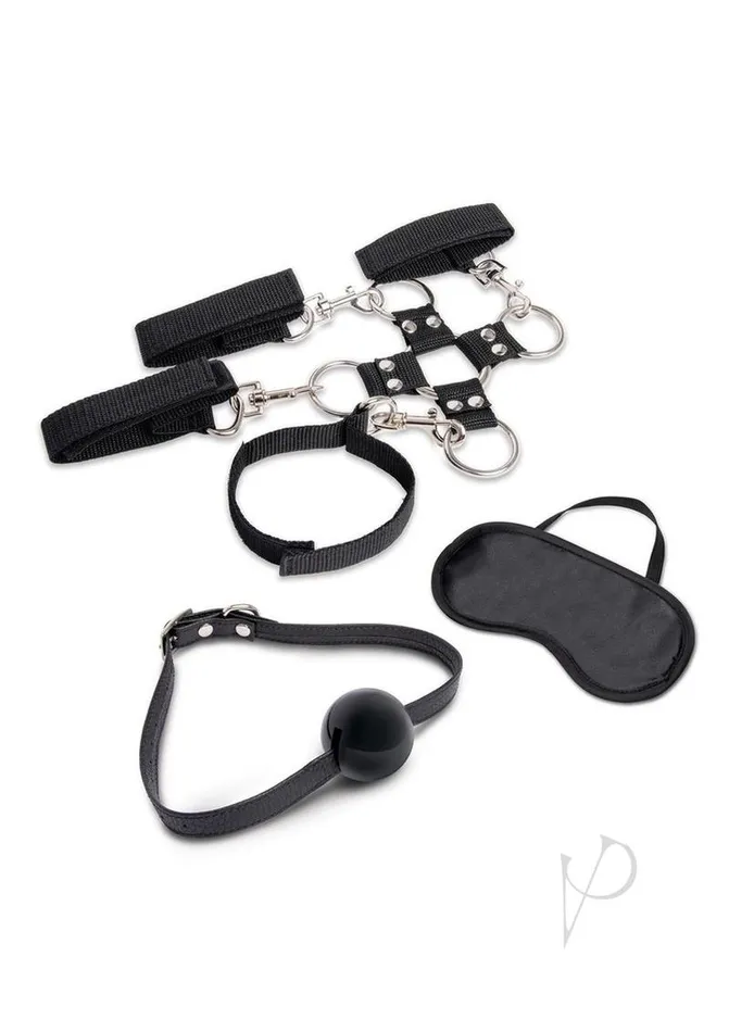 Lux Fetish Couples Lux Fetish Hogtie and Ball Gag Kit 7 Piece Black