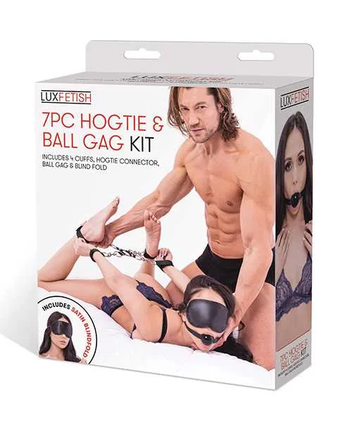 Lux Fetish Couples Lux Fetish Hogtie and Ball Gag Kit 7 Piece Black