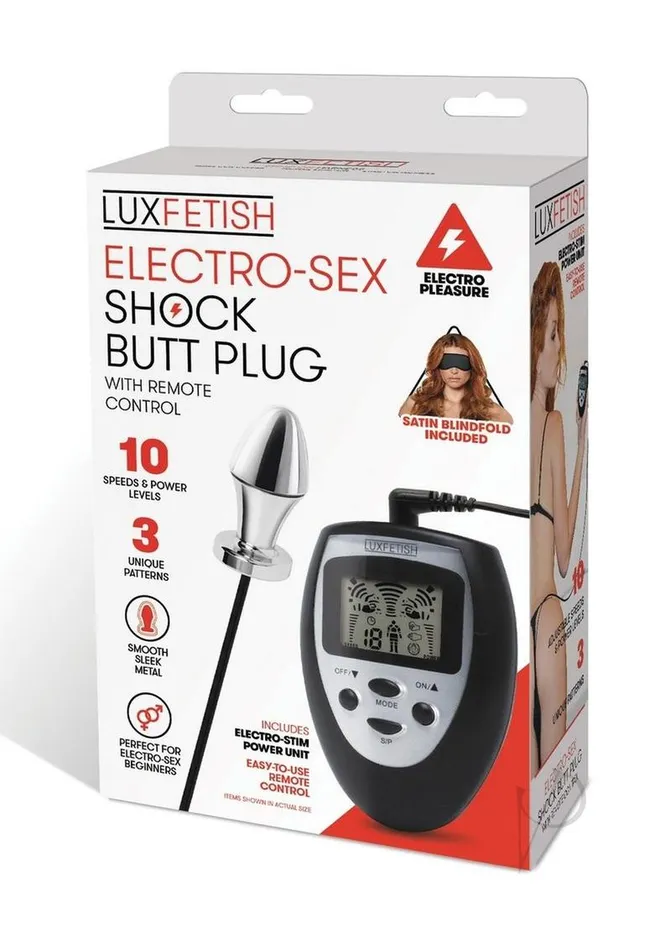 Lux Fetish Electro Sex Shock Butt Plug with Wired Remote Control Black Lux Fetish Anal Lux Fetish Electro Sex Shock Butt Plug with Wired Remote Control Black Lux Fetish Anal