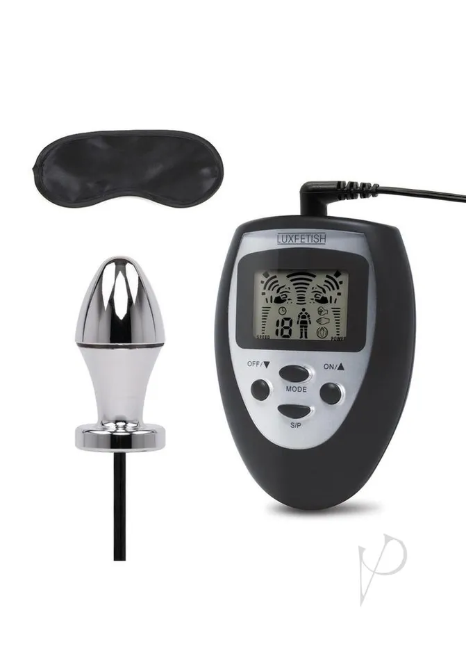 Lux Fetish Electro Sex Shock Butt Plug with Wired Remote Control Black Lux Fetish Anal