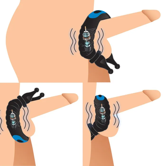 Male Sex Toys 10X Cobra Dual Stimulation Silicone Cock Ring Trinity Men