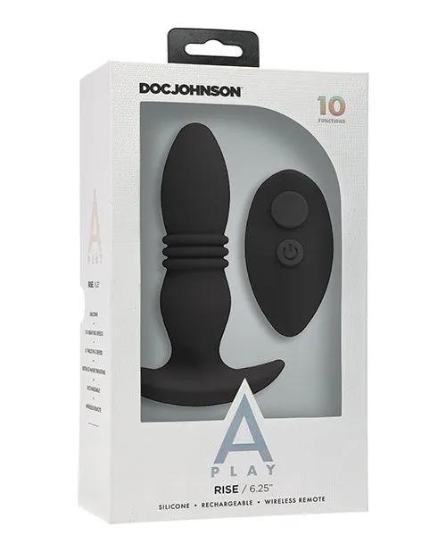 Male Sex Toys APlay Rise Silicone Rechargeable Anal Plug with Remote Control Black A Play Male Sex Toys APlay Rise Silicone Rechargeable Anal Plug with Remote Control Black A Play