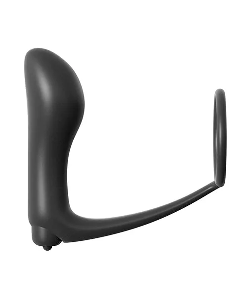 Male Sex Toys Anal Fantasy Collection Anal Fantasy Collection AssGasm Cock Ring Vibrating Plug Kit Silicone Waterproof Black