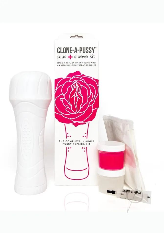 Male Sex Toys Clone A Willy CloneAPussy Plus Sleeve Silicone Vulva Molding Kit with Attachable Sleeve Hot Pink