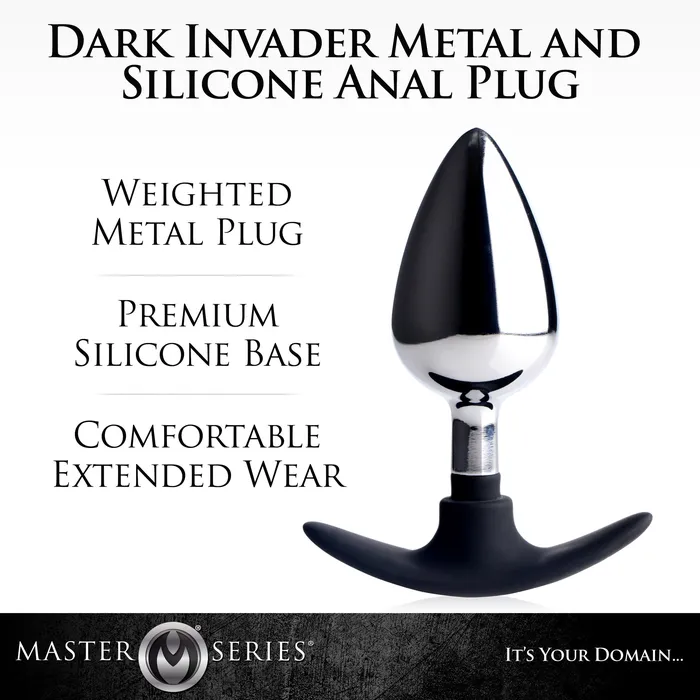 Male Sex Toys Dark Invader Metal and Silicone Anal Plug Master Series