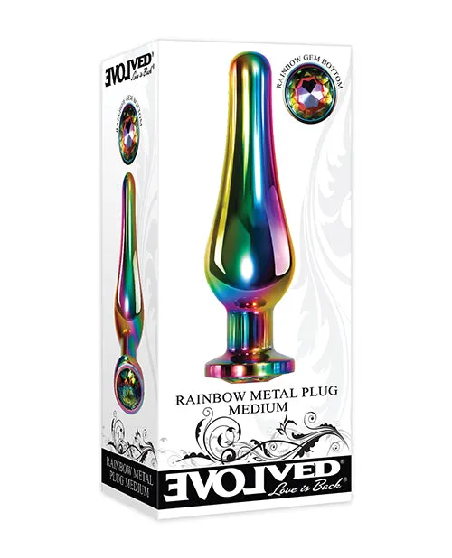 Male Sex Toys Evolved Rainbow Metal Anal Plug Medium