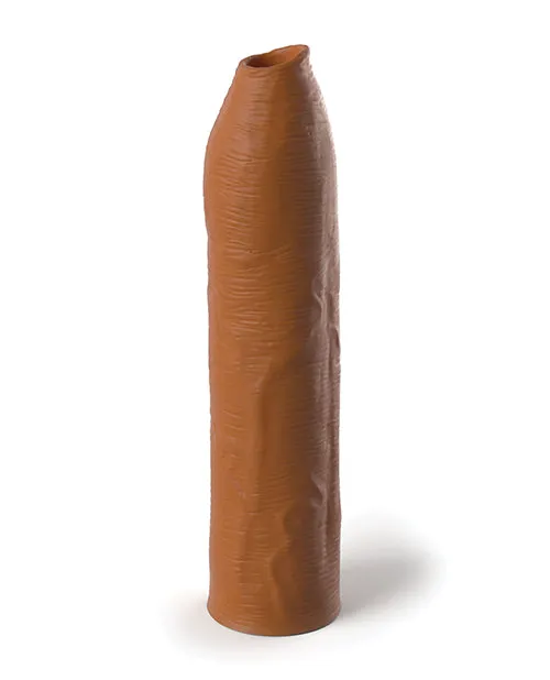 Male Sex Toys Fantasy X Tensions Fantasy XTensions Elite Silicone Uncut Extension Sleeve 7in Caramel