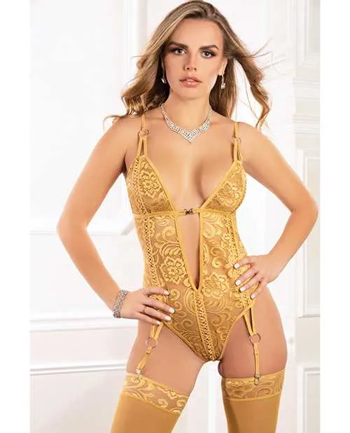 Male Sex Toys G World Open Front ORing Garter Teddy Stockings Summer Gold OS Male Sex Toys G World Open Front ORing Garter Teddy Stockings Summer Gold OS