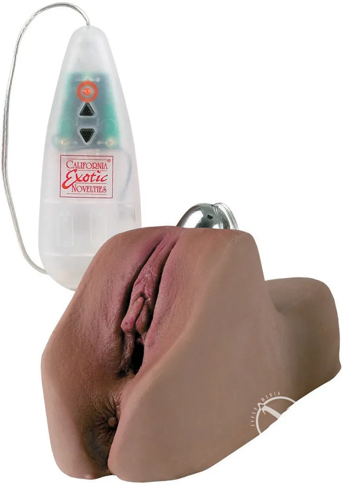Male Sex Toys Laceys AfroCentric Vibrating Masturbator with Bullet and Remote Control Pussy and Ass Chocolate Cal Exotics