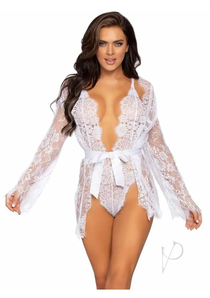 Male Sex Toys Leg Avenue Leg Avenue Floral Lace Teddy with Adjustable Straps and Cheeky Thong Back Matching Lace Robe with Scalloped Trim and Satin Tie Large White Male Sex Toys Leg Avenue Leg Avenue Floral Lace Teddy with Adjustable Straps and Cheeky Thong Back Matching Lace Robe with Scalloped Trim and Satin Tie Large White