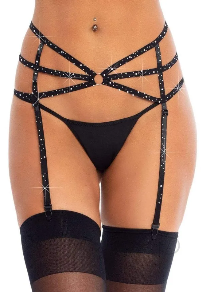 Male Sex Toys Leg Avenue Strappy Elastic Rhinestone Garter Belt with ORing Detail OS Black Leg Avenue Male Sex Toys Leg Avenue Strappy Elastic Rhinestone Garter Belt with ORing Detail OS Black Leg Avenue