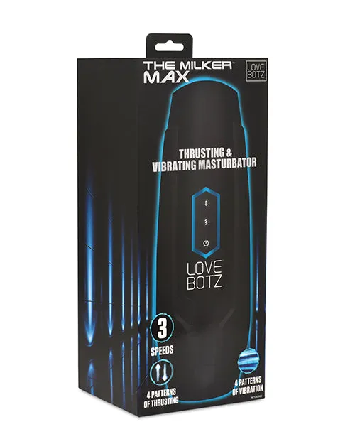 Male Sex Toys Lovebotz The Milker Max Rechargeable 14X Thrusting and Vibrating Masturbator Black Lovebotz