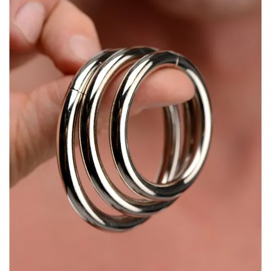 Male Sex Toys Master Series Trine Steel Ring Collection