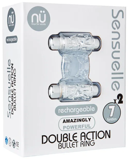 Male Sex Toys Nu Sensuelle Nu Sensuelle Double Action Bullet Ring Rechargeable Vibrating Cock Ring Clear