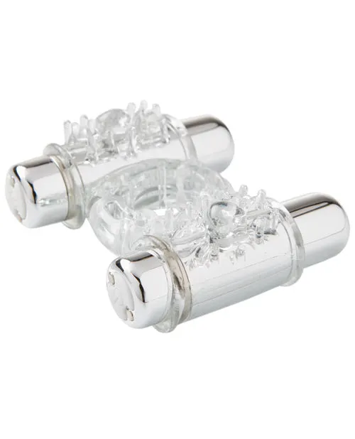 Male Sex Toys Nu Sensuelle Nu Sensuelle Double Action Bullet Ring Rechargeable Vibrating Cock Ring Clear