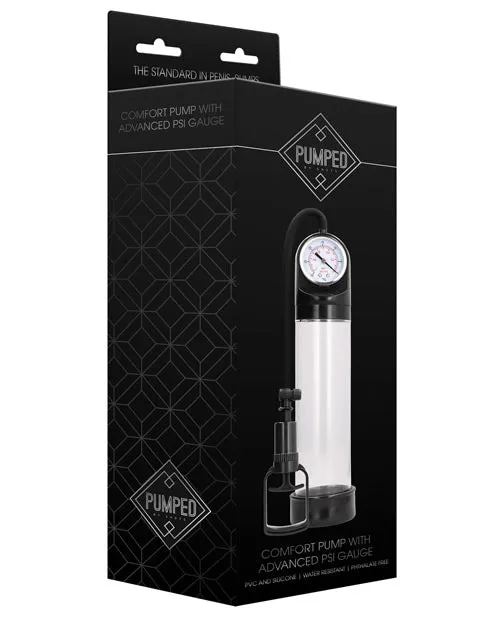 Male Sex Toys Pumped Pumped By Shots Comfort Penis Pump with Advanced PSI Gauge Clear