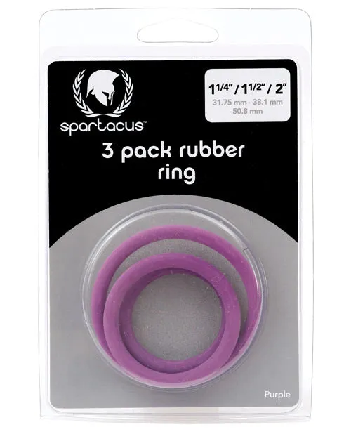 Male Sex Toys Spartacus Rubber Cock Ring Set Purple Pack of 3 Spartacus