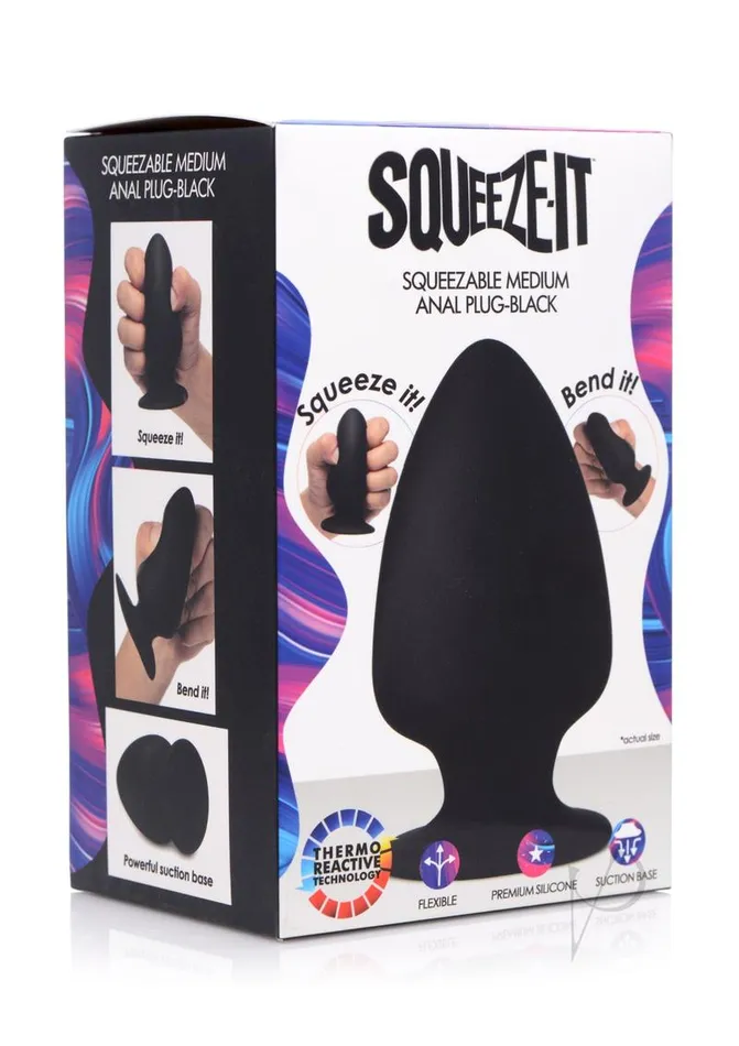 Male Sex Toys Squeeze It SqueezeIt Squeezable Silicone Anal Plug Medium Black Male Sex Toys Squeeze It SqueezeIt Squeezable Silicone Anal Plug Medium Black