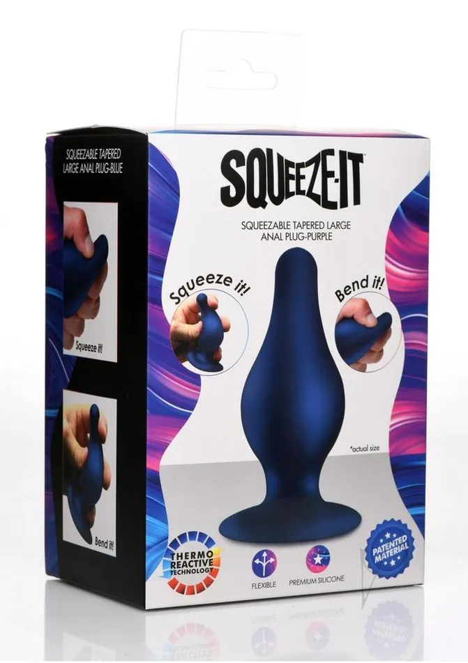 Male Sex Toys Squeeze It SqueezeIt Squeezable Silicone Tapered Anal Plug Large Blue Male Sex Toys Squeeze It SqueezeIt Squeezable Silicone Tapered Anal Plug Large Blue