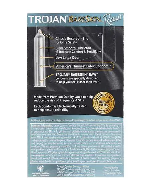 Male Sex Toys Trojan Trojan BareSkin Raw Condom Pack of 10