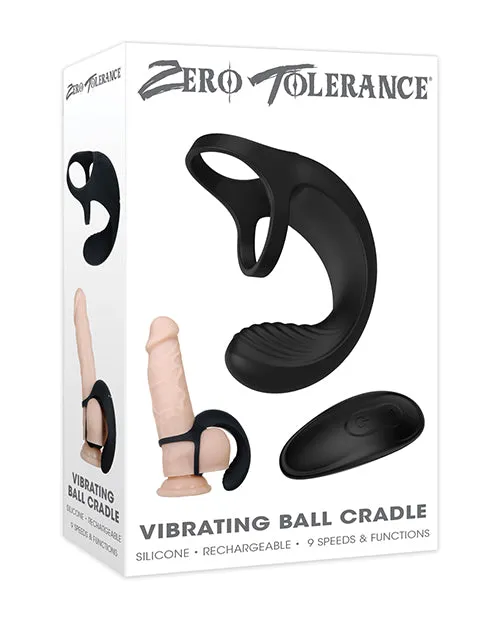 Male Sex Toys Zero Tolerance Vibrating Ball Cradle Silicone Rechargeable Cock Ring with Remote Control Black Zero Tolerance