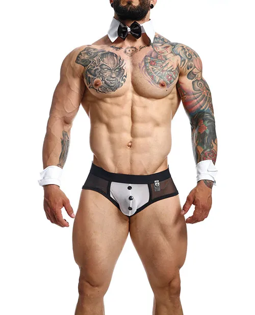 Malebasics Male Basics MOB Maitre D Brief Bow French Cuffs BlackWhite XL Anal Malebasics Male Basics MOB Maitre D Brief Bow French Cuffs BlackWhite XL Anal