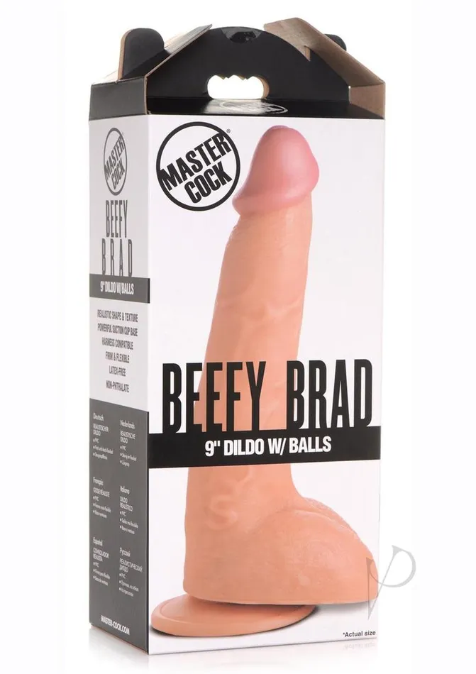 Master Cock Master Cock Beefy Brad Dildo With Balls 9in Vanilla Dildos