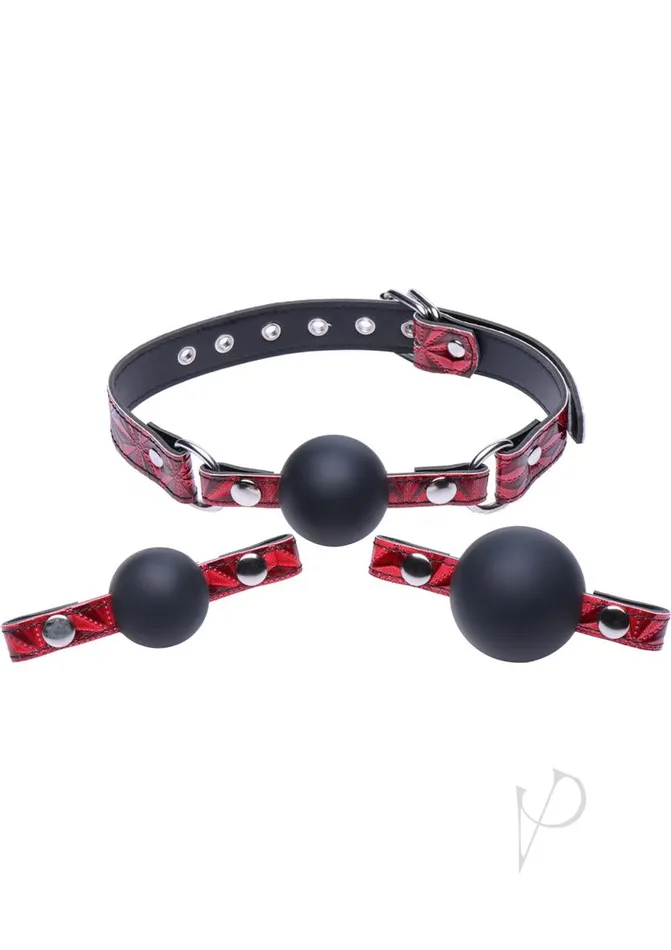 Master Series Crimson Tied Triad Interchangeable Silicone Ball Gag Red and Black Master Series Crimson Tied Anal