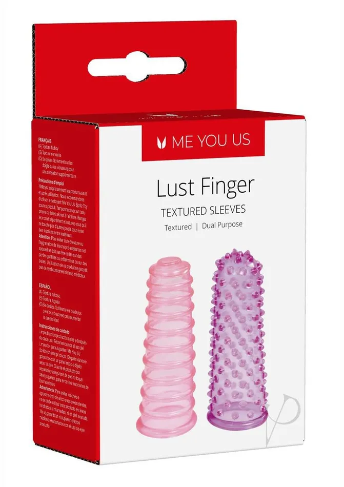ME YOU US Lust Textured Finger Sleeves PinkPurple Me You Us Vibrators