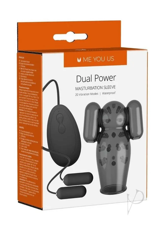Me You Us ME YOU US Dual Power Masturbation Sleeve Black Vibrators