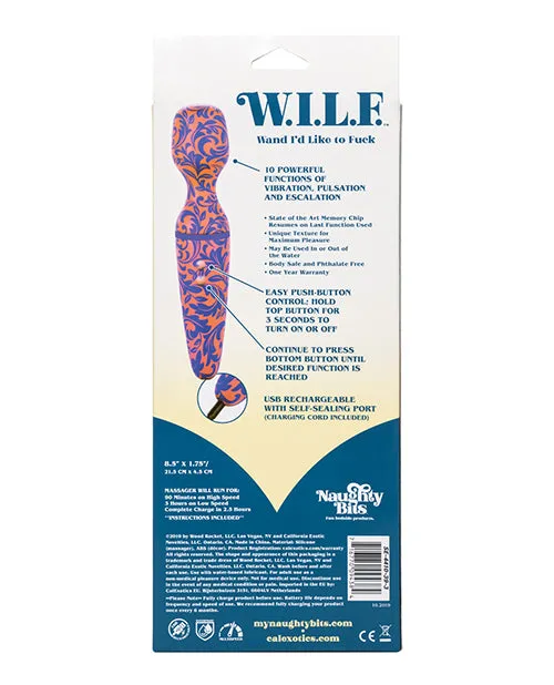 Naughty Bits WILF Wand Id Like to Fk Multicolor Naughty Bits Vibrators