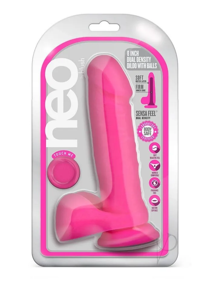 Neo Dual Density Dildo 8in Neon Pink Neo Dildos