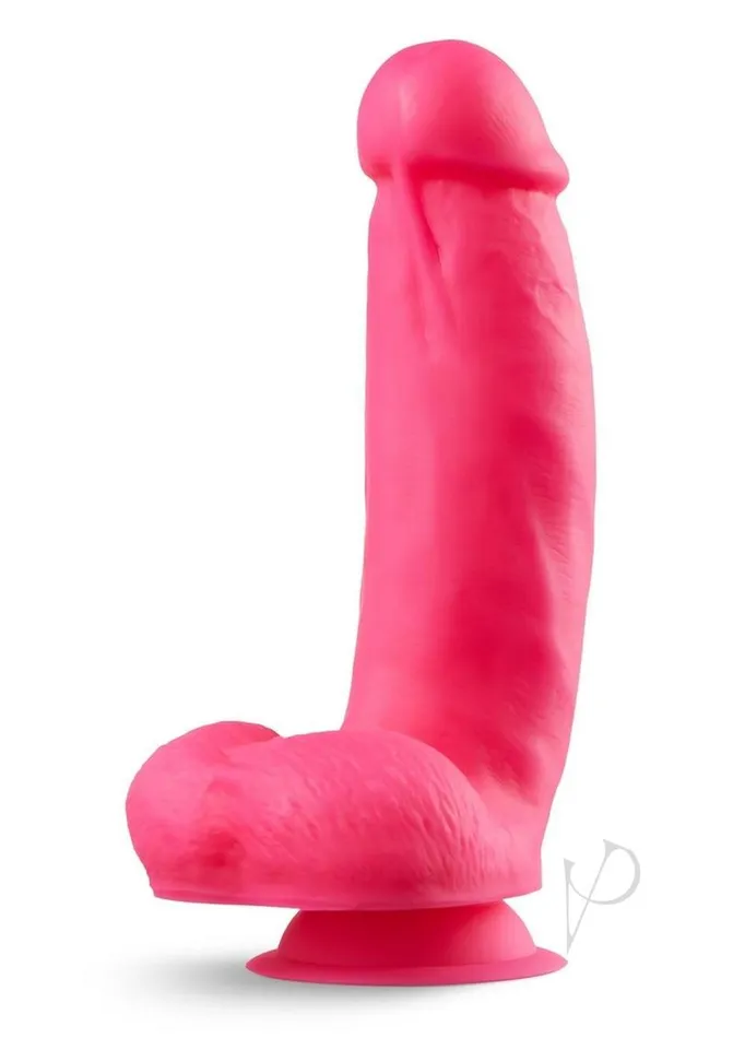 Neo Elite Female Sex Toys Neo Elite Silicone Dual Density Dildo with Balls 7in Neon Pink