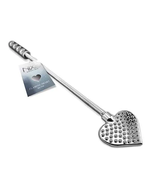 Nixie Anal Nixie Flaming Heart Riding Crop Silver
