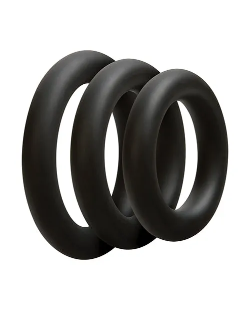 OptiMALE 3 CRing Set Silicone Cock Ring Thick 3 piece kit Black Opti Male Couples OptiMALE 3 CRing Set Silicone Cock Ring Thick 3 piece kit Black Opti Male Couples
