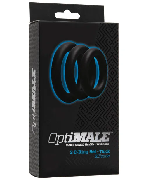 OptiMALE 3 CRing Set Silicone Cock Ring Thick 3 piece kit Black Opti Male Couples OptiMALE 3 CRing Set Silicone Cock Ring Thick 3 piece kit Black Opti Male Couples