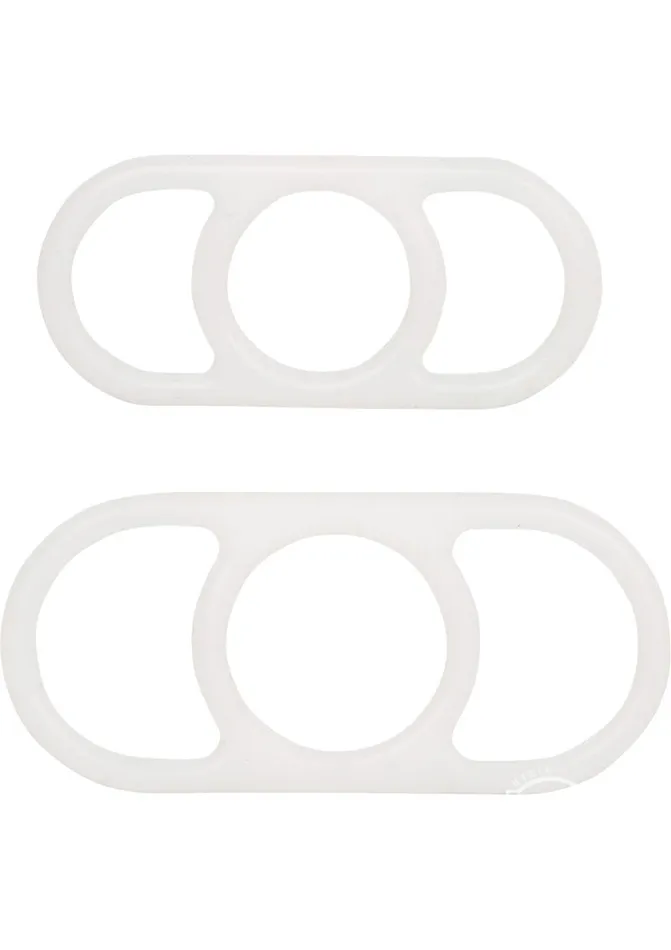 Optimum Series Male Sex Toys Optimum Series Silicone Erection Enhancer Cock Ring Set White